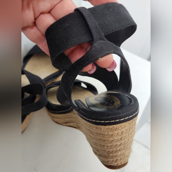 Elie Tahari Black Espradrille Platform Elastic Sandals EUC - Picture 8 of 10